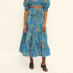 ALEMAIS Otto tiered fish print skirt, size 10